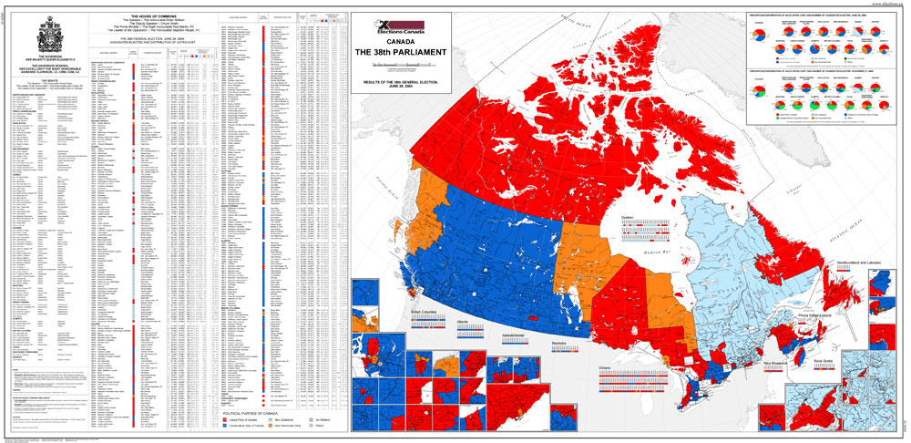 Map of Canada, The 38th Parliament (2004)