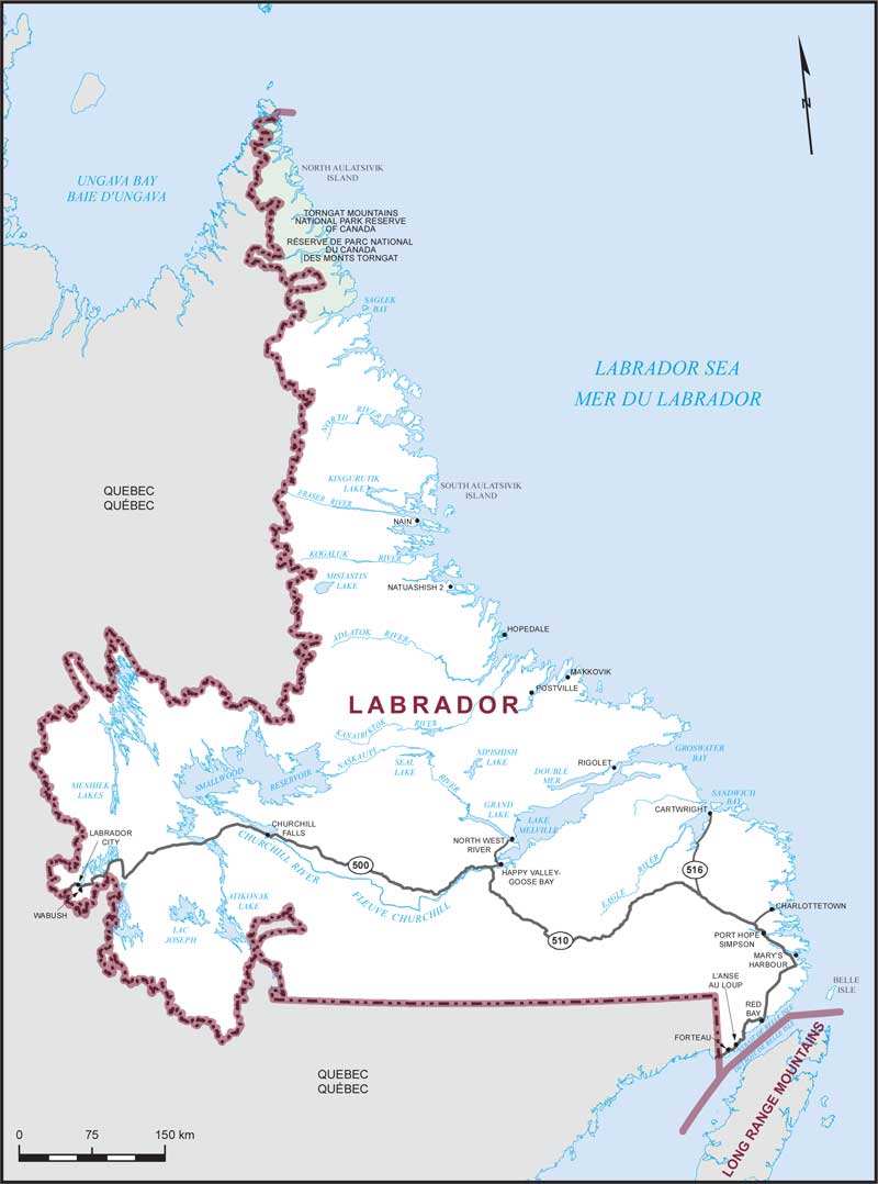 Map – Labrador, Newfoundland and Labrador