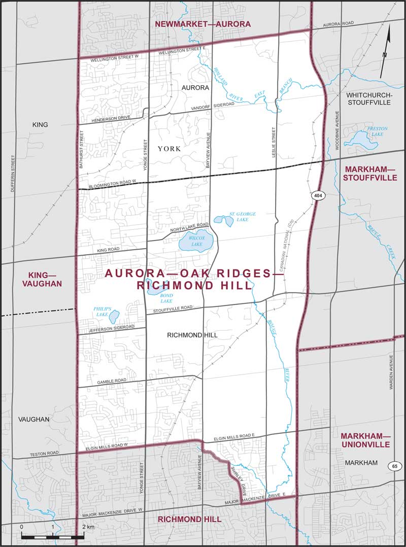 Carte – Aurora–Oak Ridges–Richmond Hill, Ontario