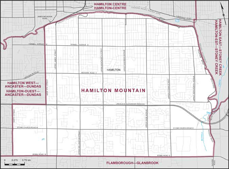Map – Hamilton Mountain, Ontario