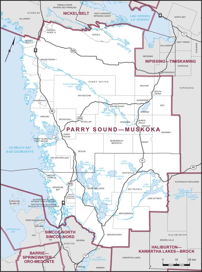 Map – Parry Sound–Muskoka, Ontario