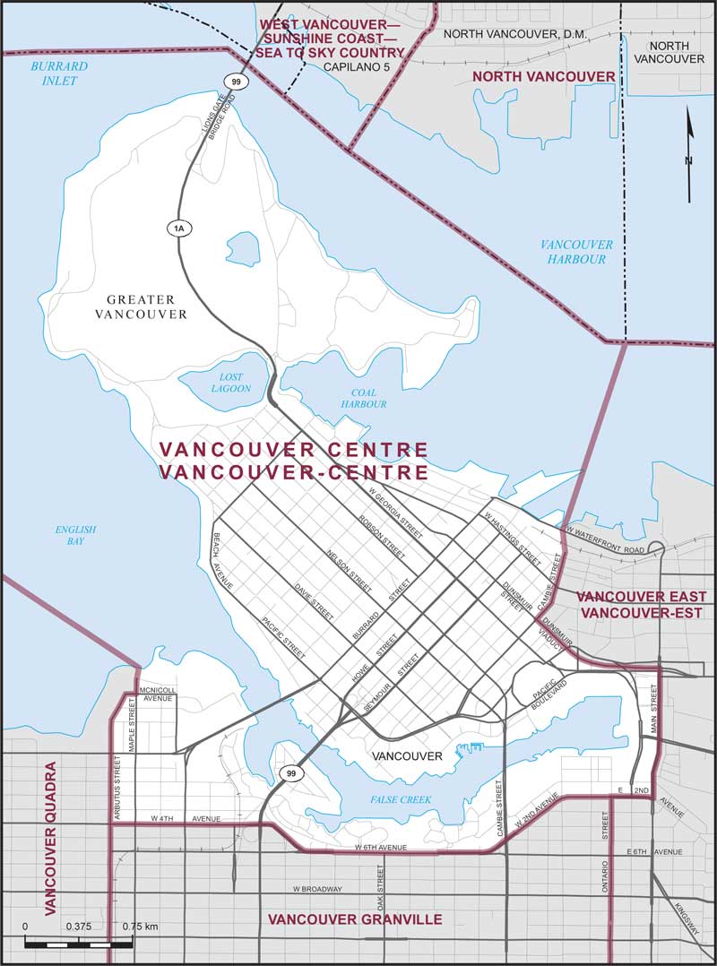 Carte – Vancouver-Centre, Colombie-Britannique