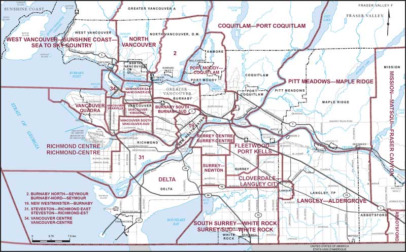 Carte – Ville de Vancouver et les environs, Colombie-Britannique