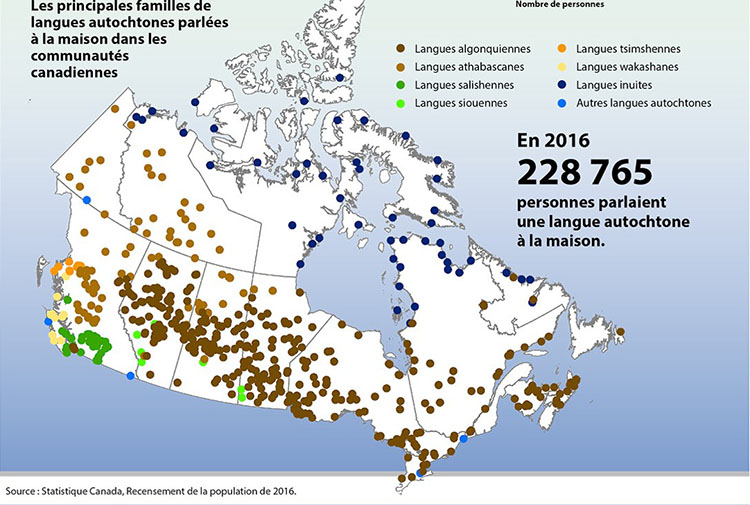 Où sont parlées les langues autochtones au Canada?