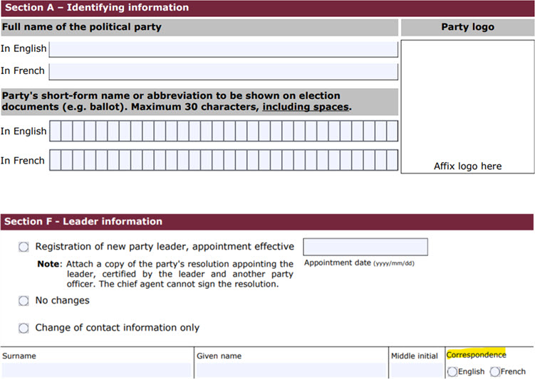 General Form - Political Party - EC 20360