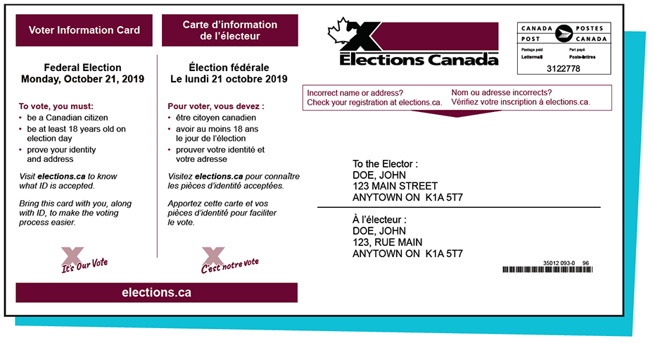 Photo of the Voter information card