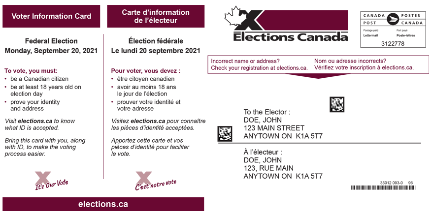 Photo of the Voter information card