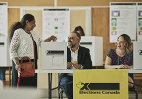 An elector casting a ballot