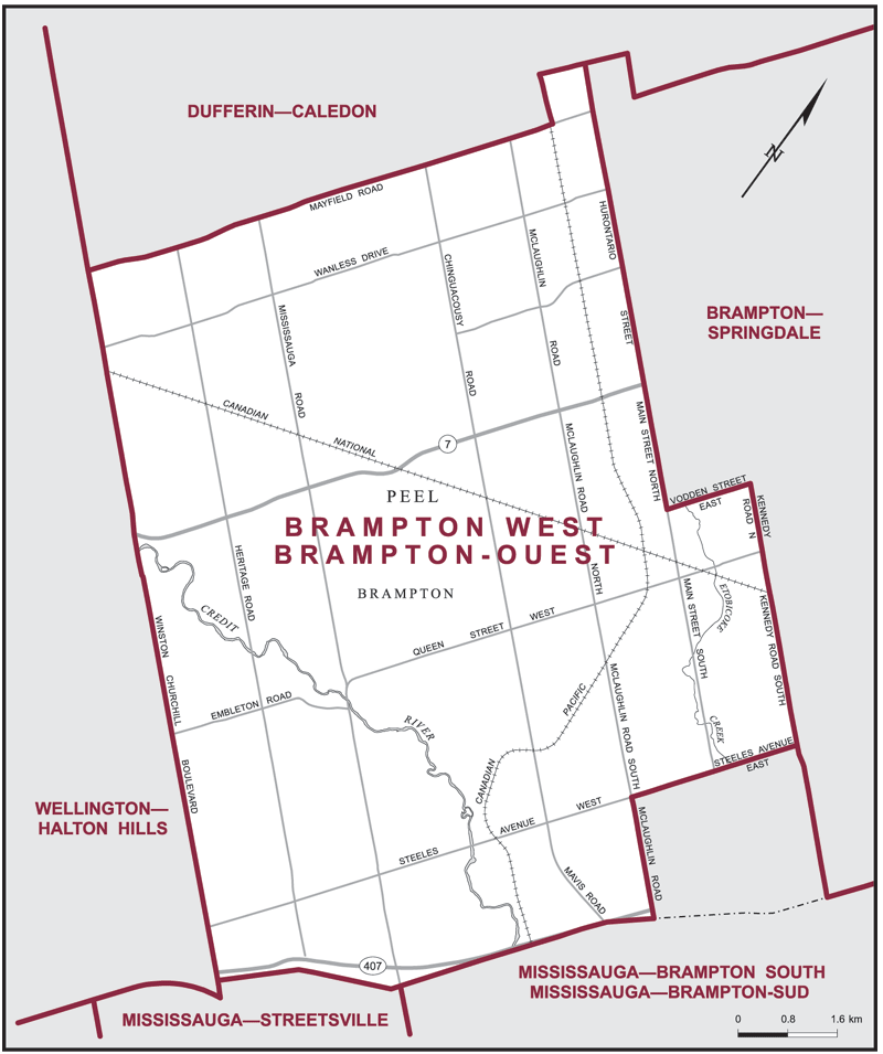 Brampton Map With Directions Brampton West | Maps Corner | Elections Canada Online