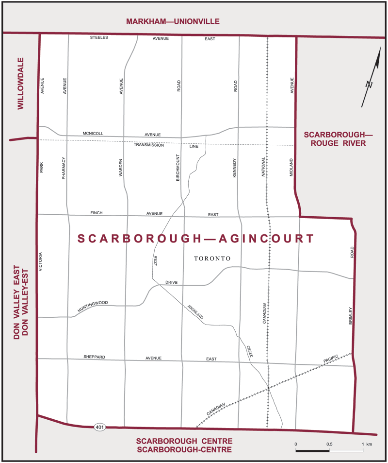 Map of Scarborough–Agincourt