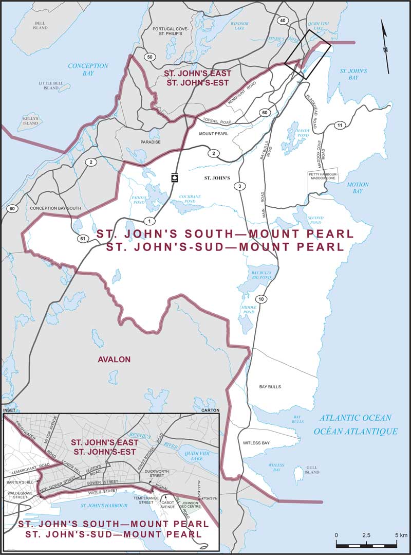Carte – St. John's-Sud–Mount Pearl, Terre-Neuve-et-Labrador