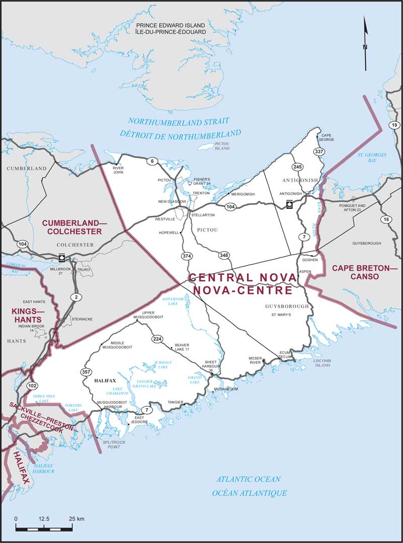 Map – Central Nova, Nova Scotia 