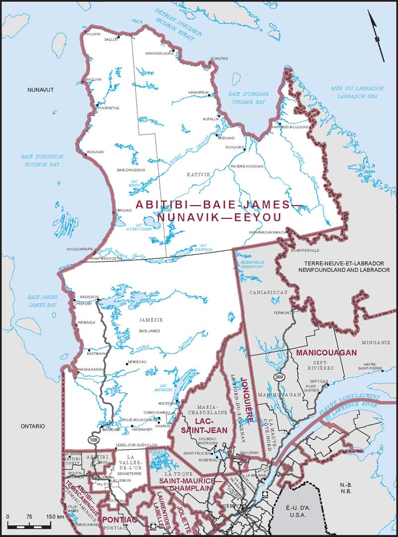 Map – Abitibi–Baie-James–Nunavik–Eeyou, Quebec