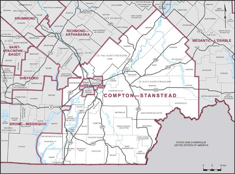Map – Compton–Stanstead, Quebec