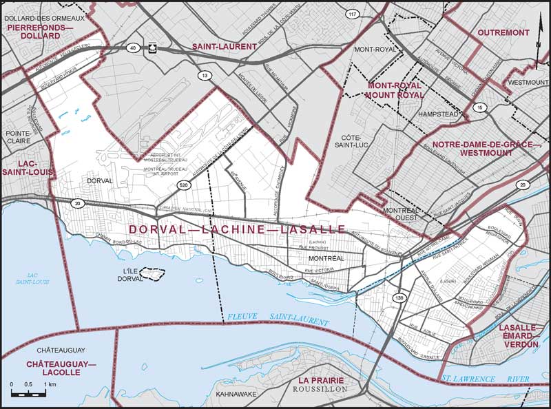 Map – Dorval–Lachine–LaSalle, Quebec