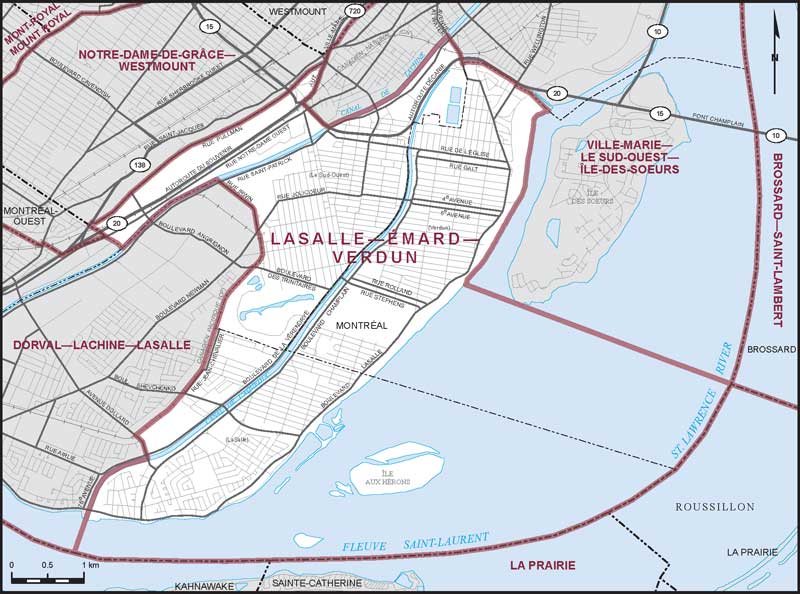 Map – LaSalle–Émard–Verdun, Quebec
