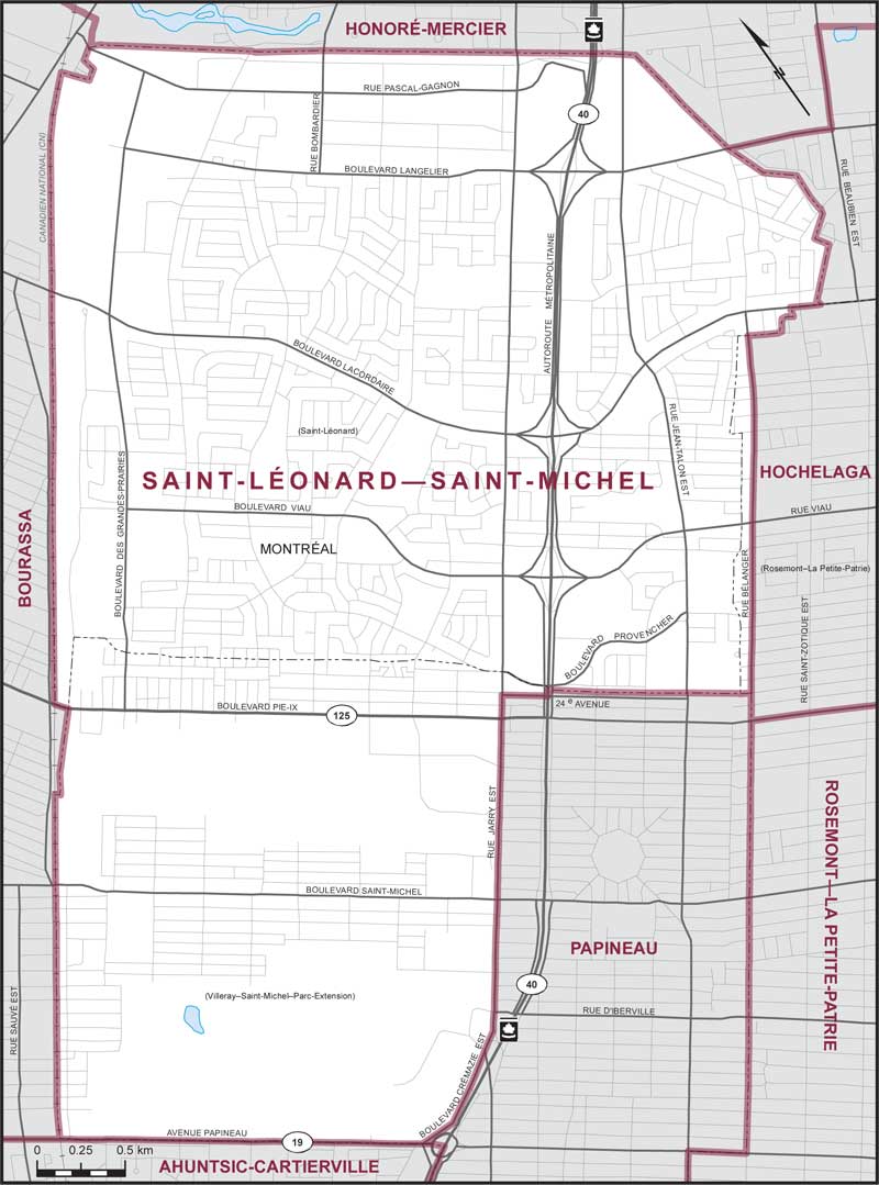 Map – Saint-Léonard–Saint-Michel, Quebec