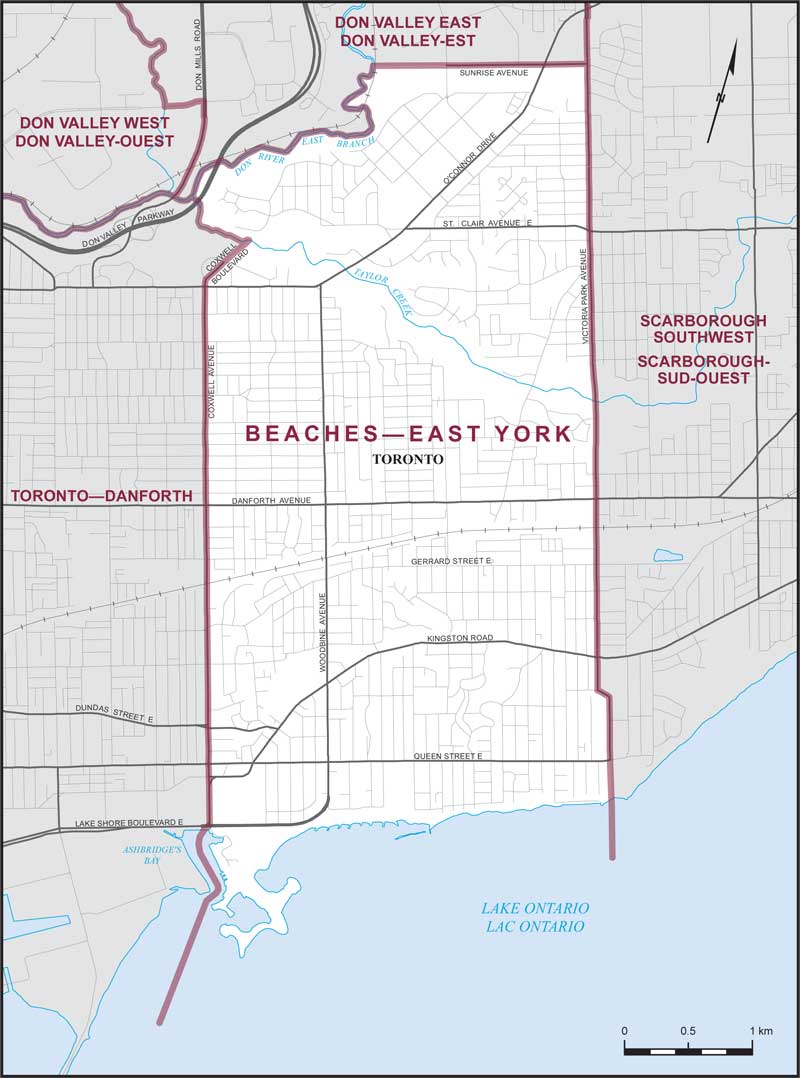 Carte – Beaches–East York, Ontario