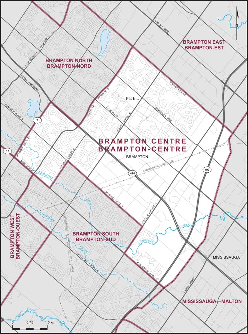 Carte – Brampton-Centre, Ontario
