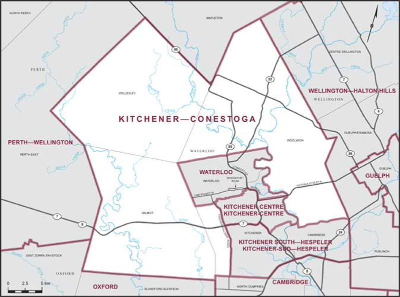 Carte – Kitchener–Conestoga, Ontario