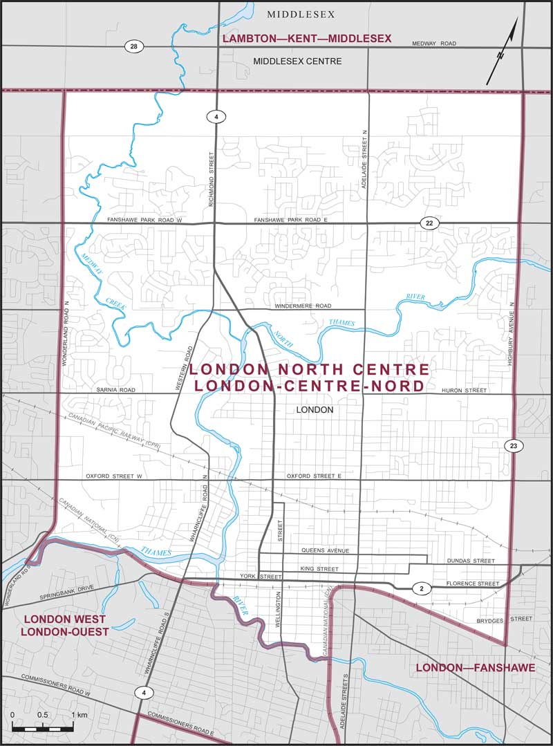 Carte – London-Centre-Nord, Ontario