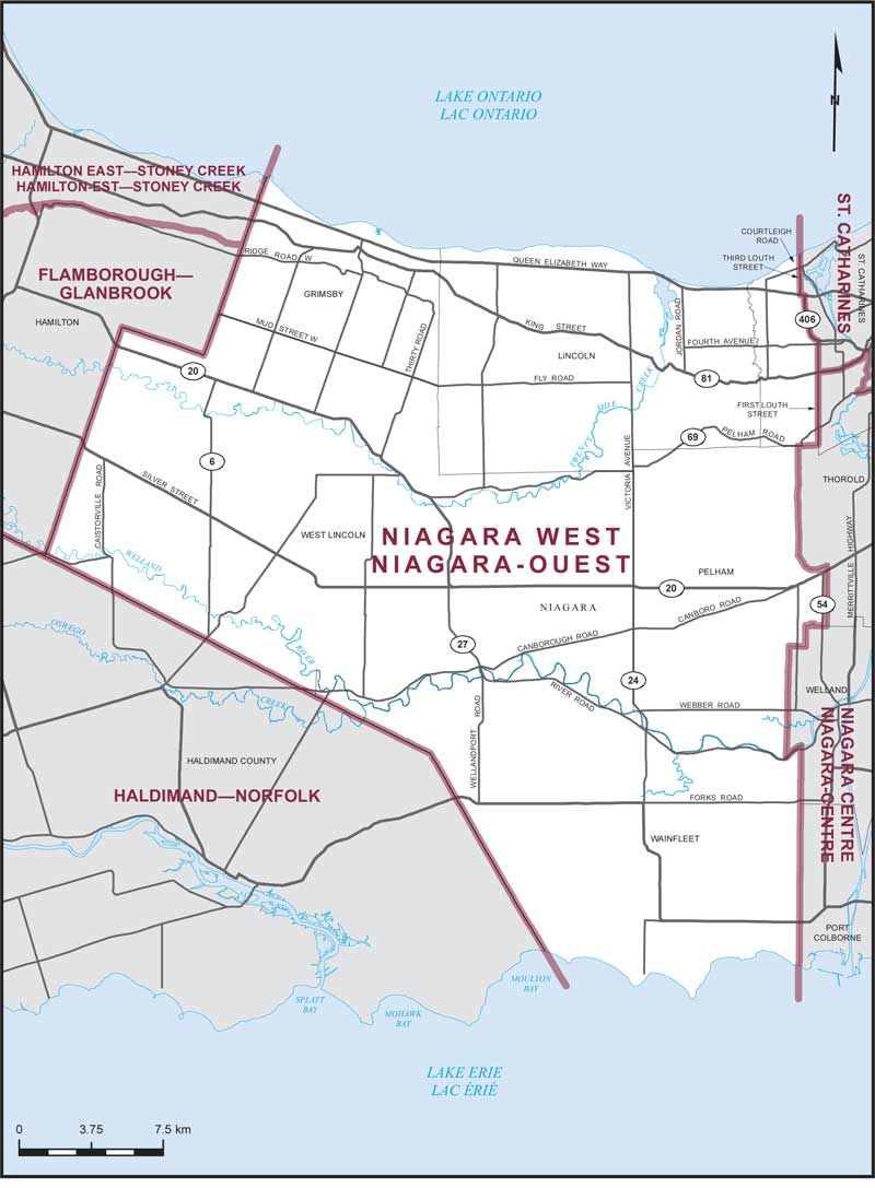 Carte – Niagara-Ouest, Ontario