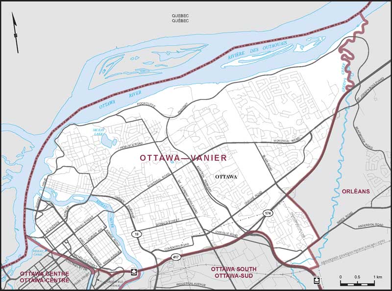 Carte – Ottawa–Vanier, Ontario
