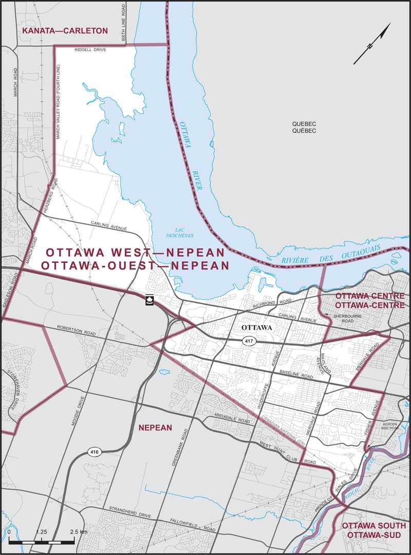 Carte – Ottawa-Ouest–Nepean, Ontario