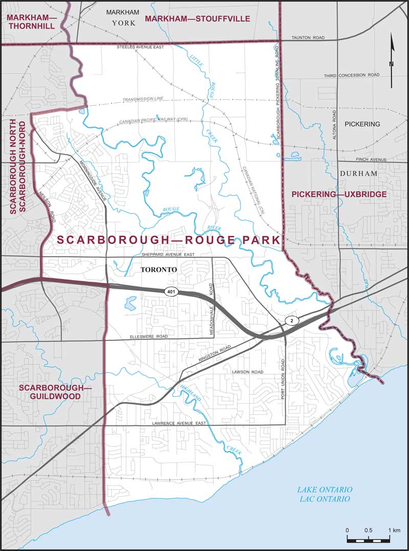 Carte – Scarborough–Rouge Park, Ontario