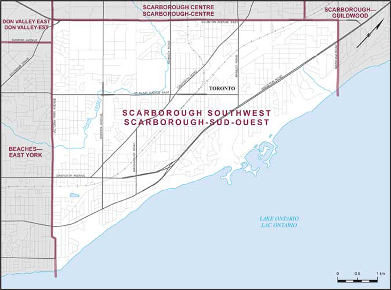 Carte – Scarborough-Sud-Ouest, Ontario