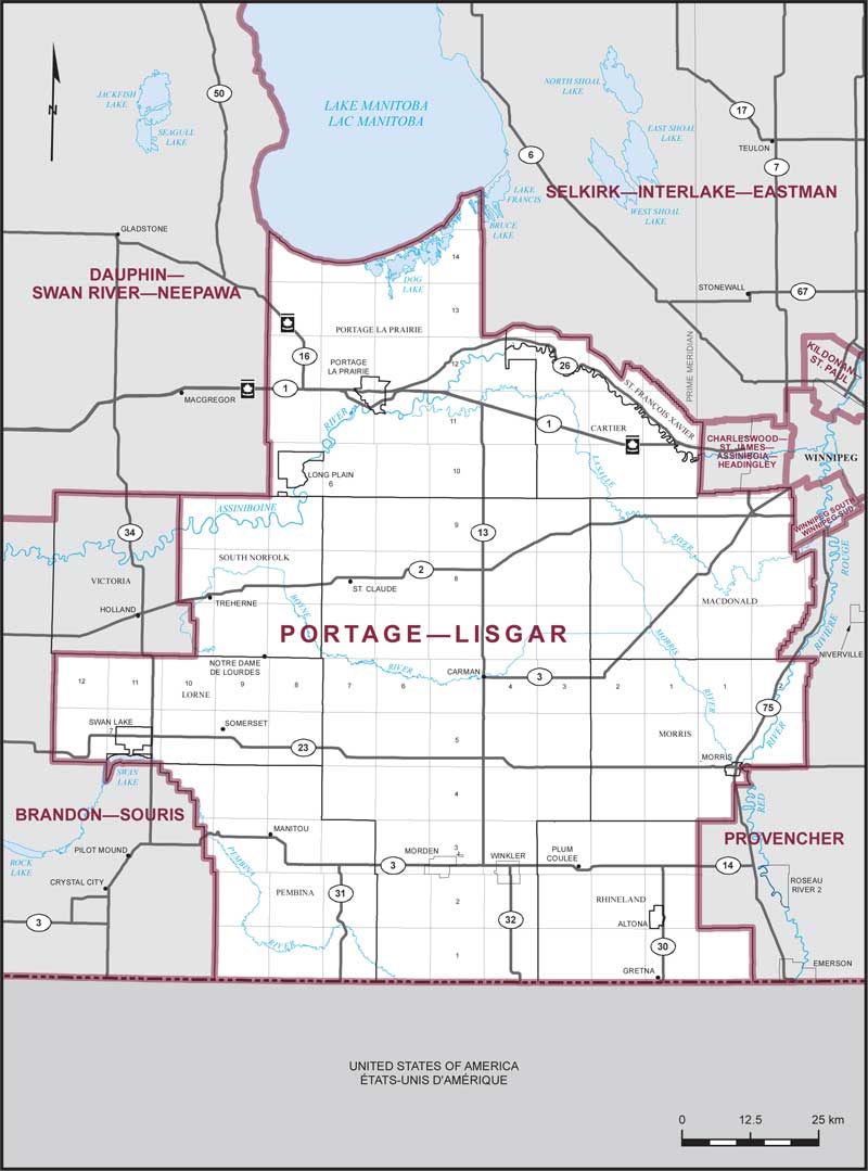 Map – Portage–Lisgar, Manitoba