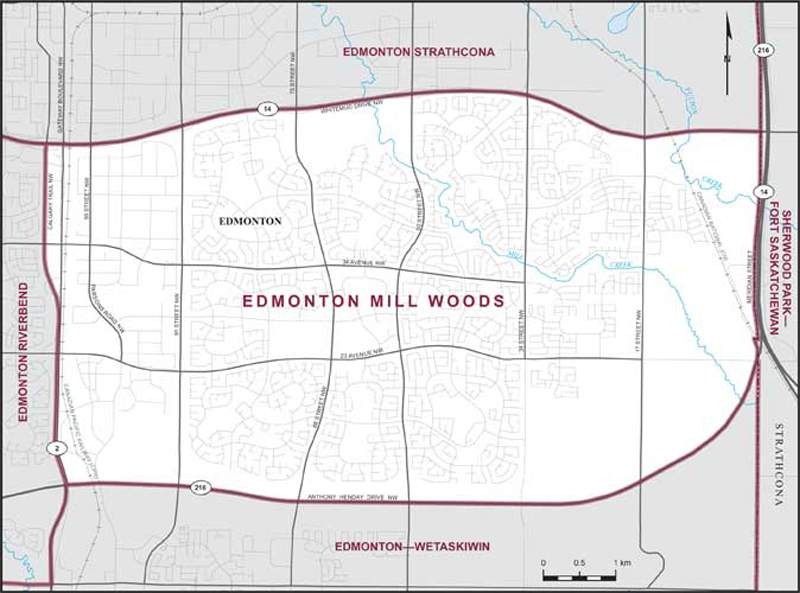 Map – Edmonton Mill Woods, Alberta