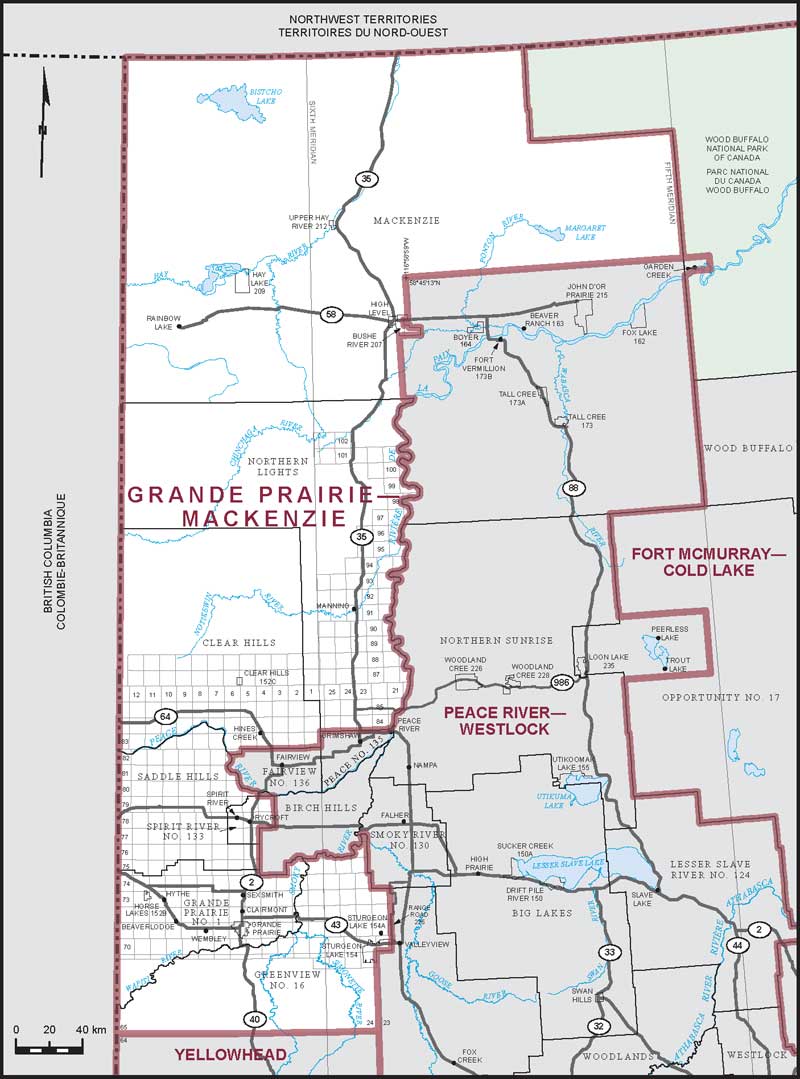 Carte – Grande Prairie–Mackenzie, Alberta