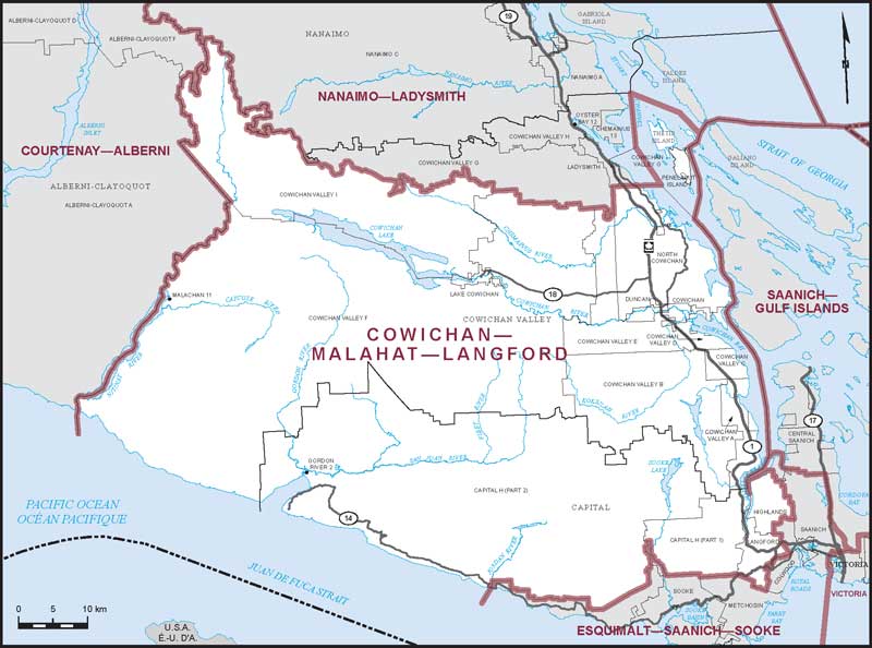 Map – Cowichan–Malahat–Langford, British Columbia