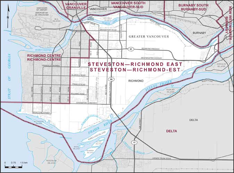 Map – Steveston–Richmond East, British Columbia