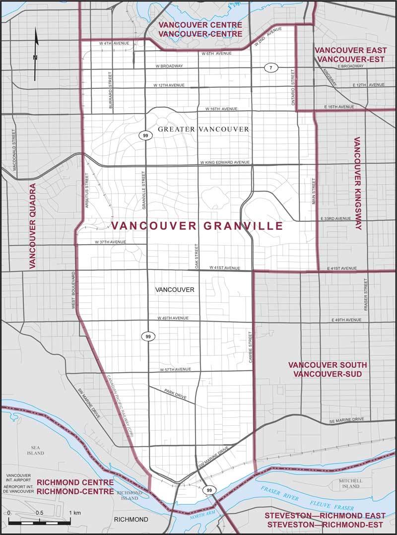 Carte – Vancouver Granville, Colombie-Britannique