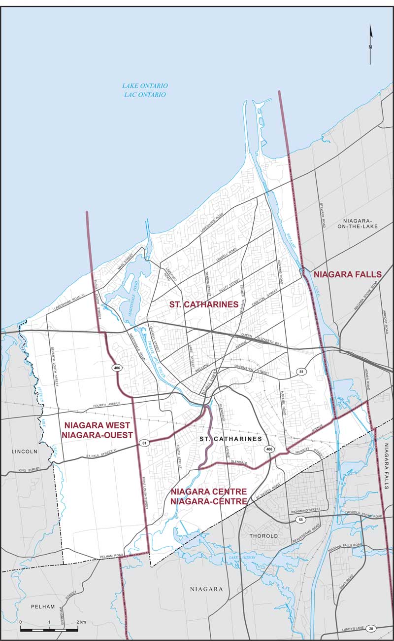 Carte – Ville de St. Catharines, Ontario