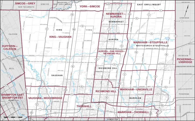 Carte – Municipalité régionale de York (partie), Ontario