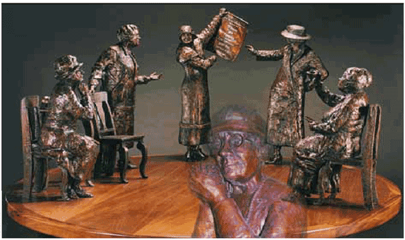 Maquette by artist Barbara Paterson for a monument celebrating the Famous Five and the Persons Case.