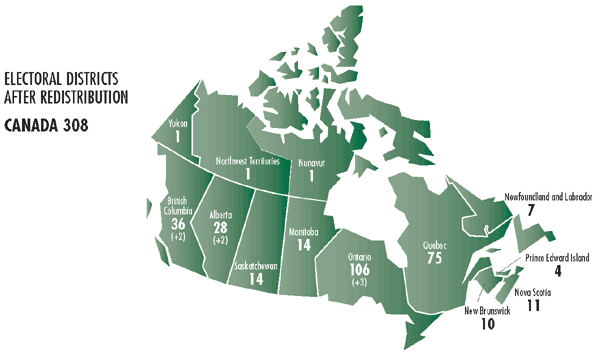 Electoral Districts After Redistribution - Canada 308