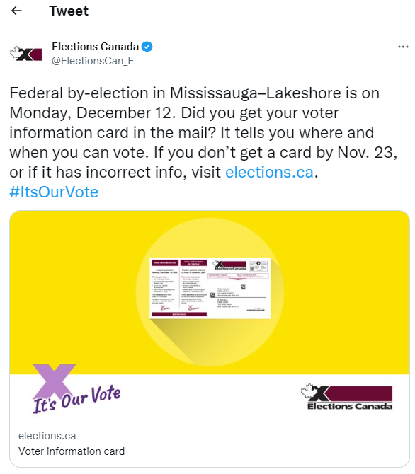 By-election (Voter Information Card)