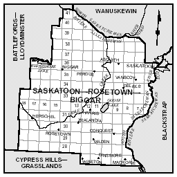 Figure 3 ? Area map of Saskatoon?Rosetown?Biggar, Saskatchewan