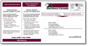 Voter information card. 